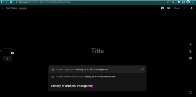 Tome AI Presentation input