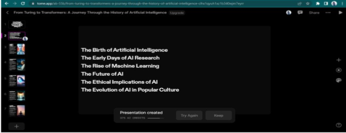 Tome AI PPT interface
