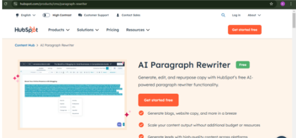 HubSpot’s AI Paragraph Rewriter